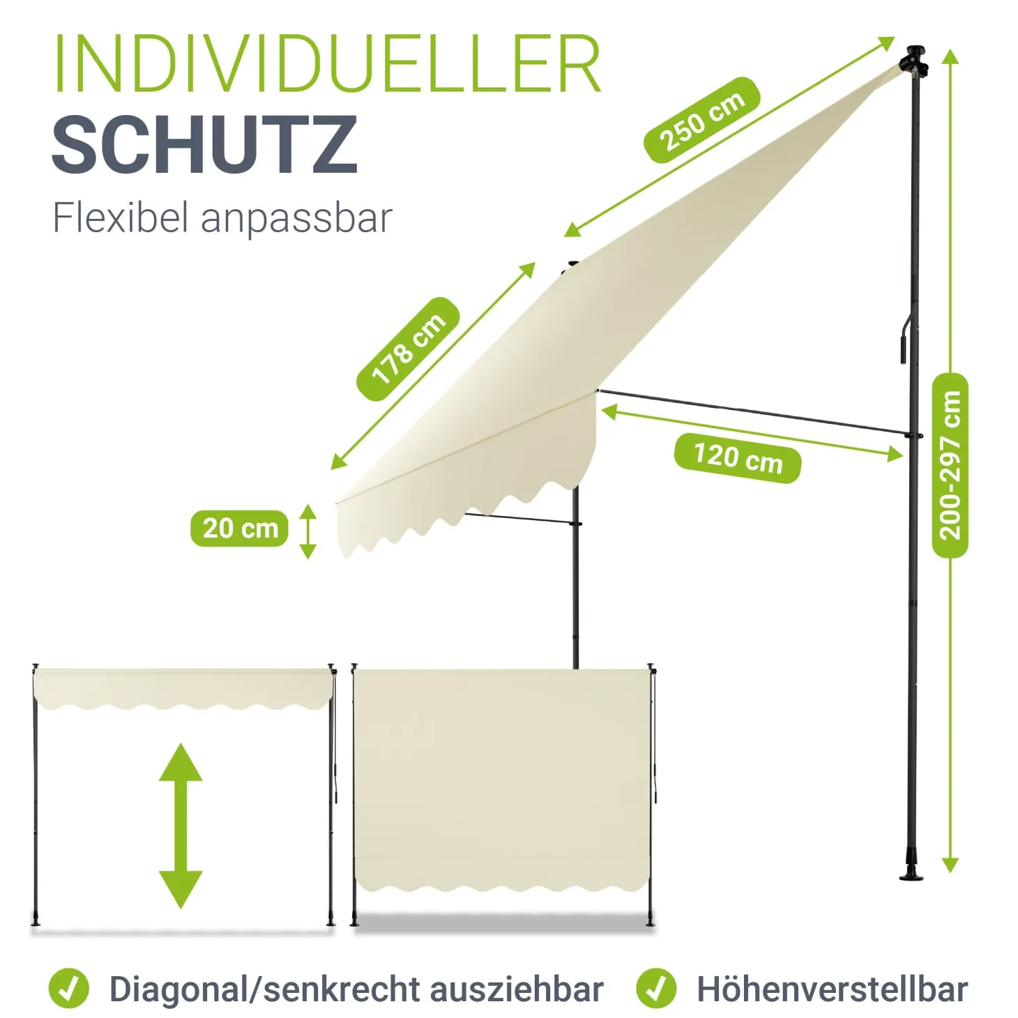 Klemmmarkise Kapstadt mit Handkurbel