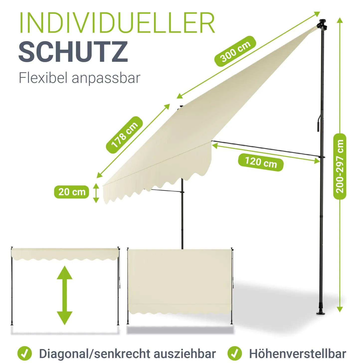 Klemmmarkise Kapstadt mit Handkurbel