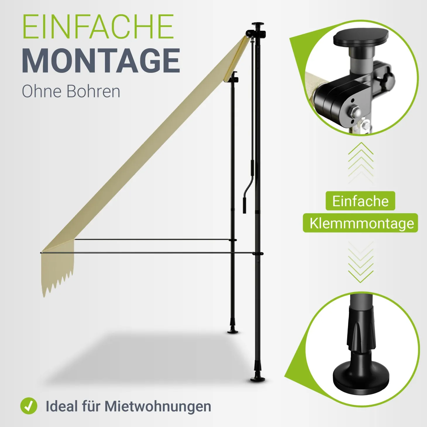 Klemmmarkise Kapstadt mit Handkurbel