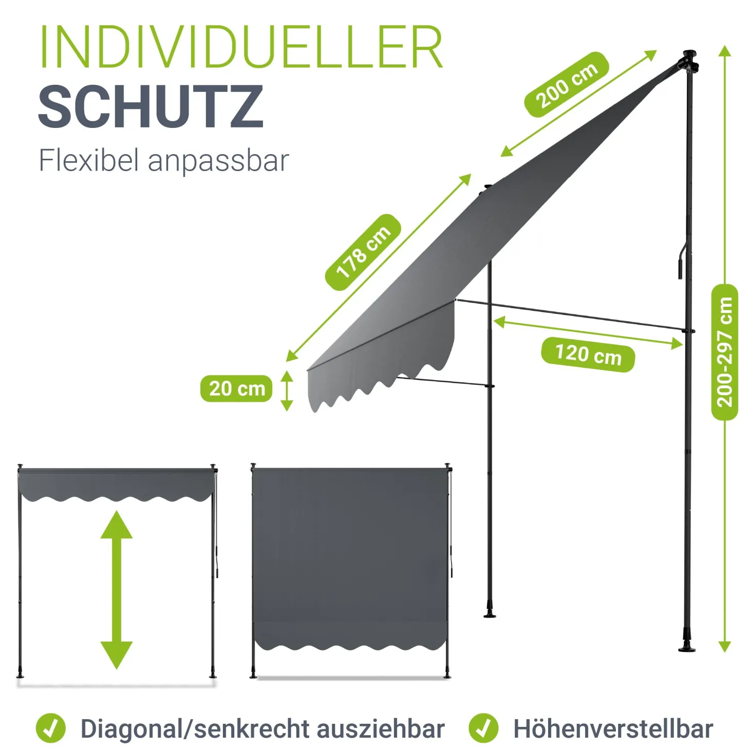 Klemmmarkise Kapstadt mit Handkurbel