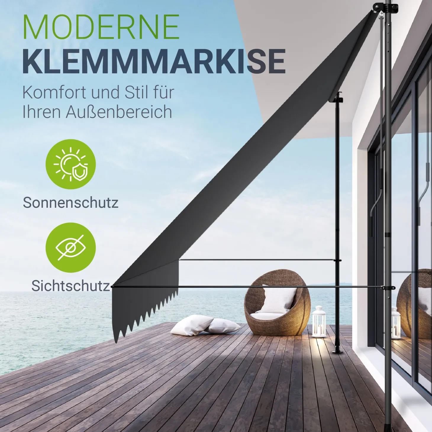 Klemmmarkise Kapstadt mit Handkurbel