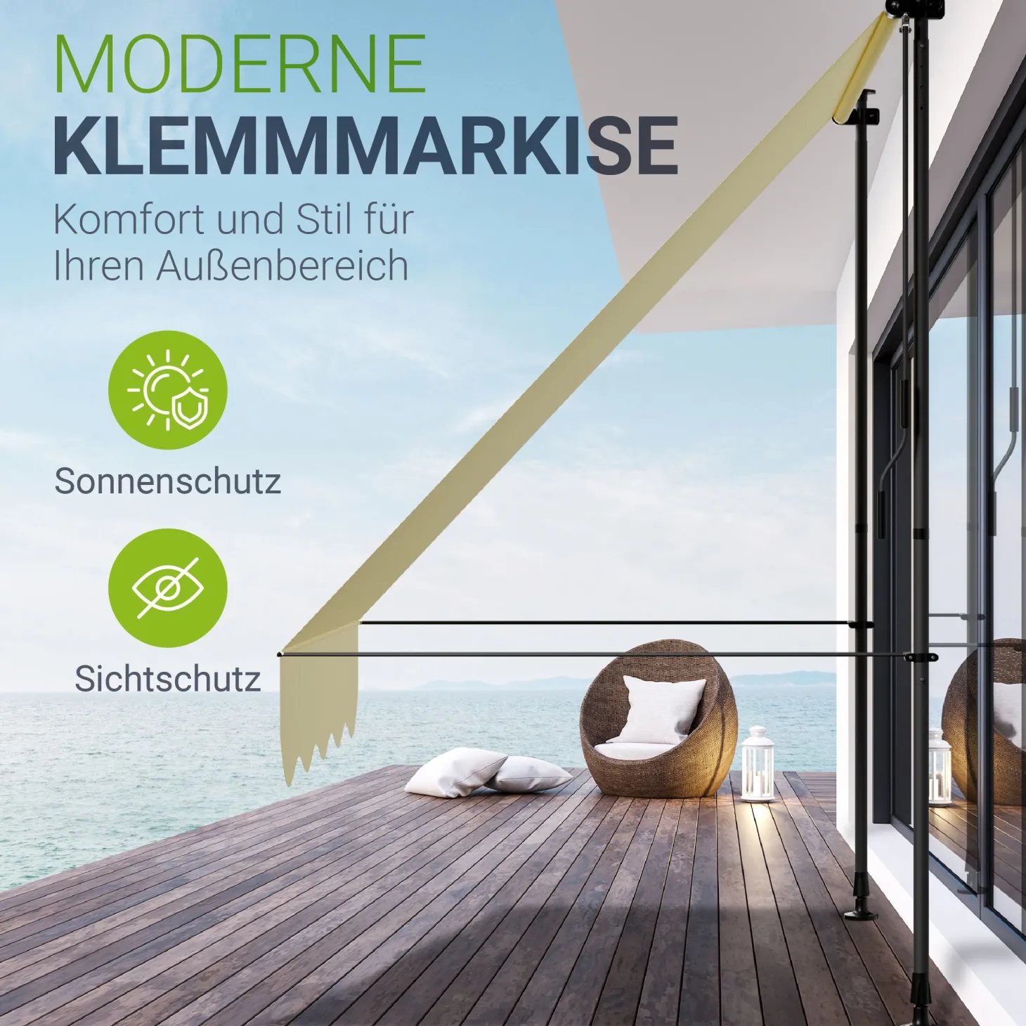 Klemmmarkise Kapstadt mit Handkurbel