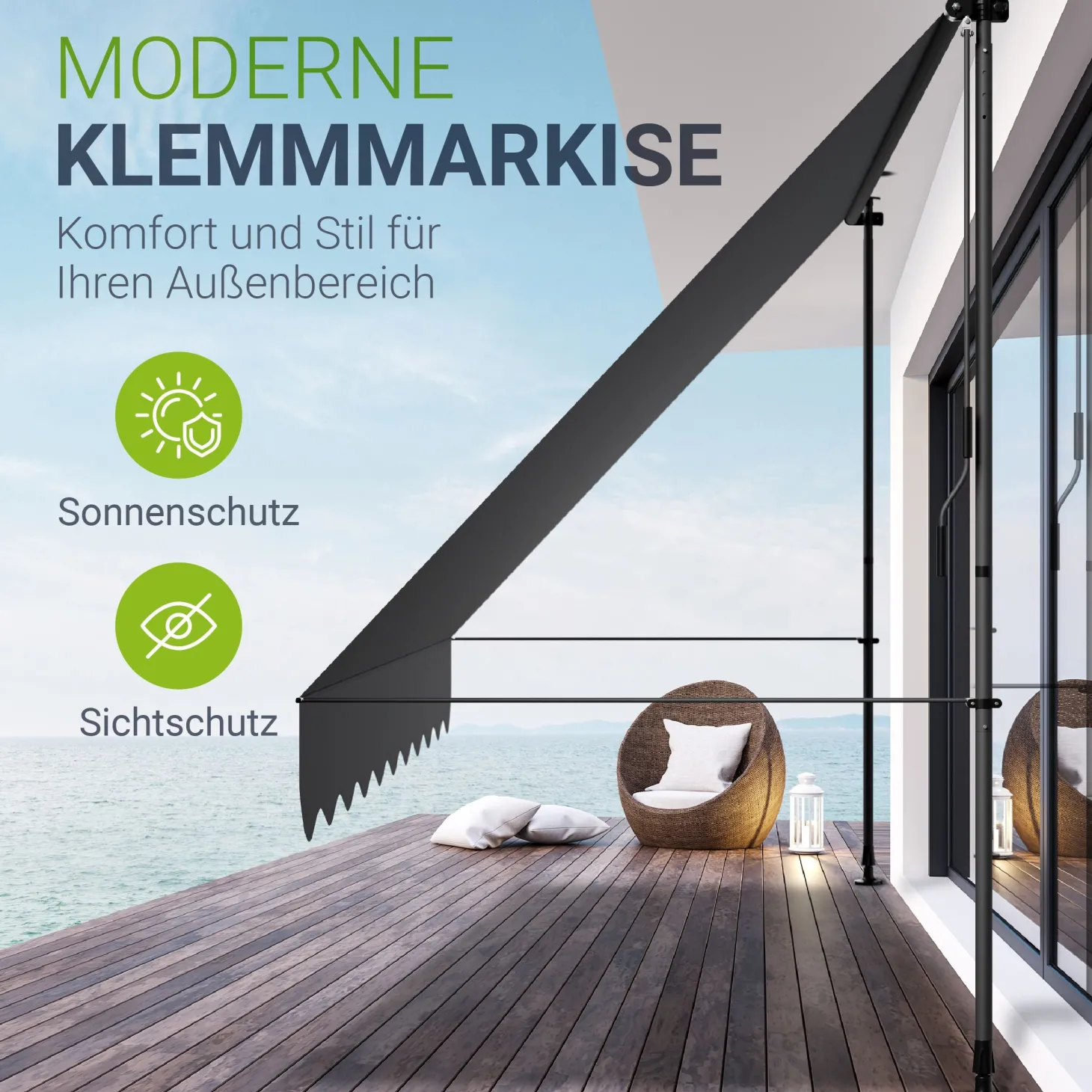 Klemmmarkise Kapstadt mit Handkurbel