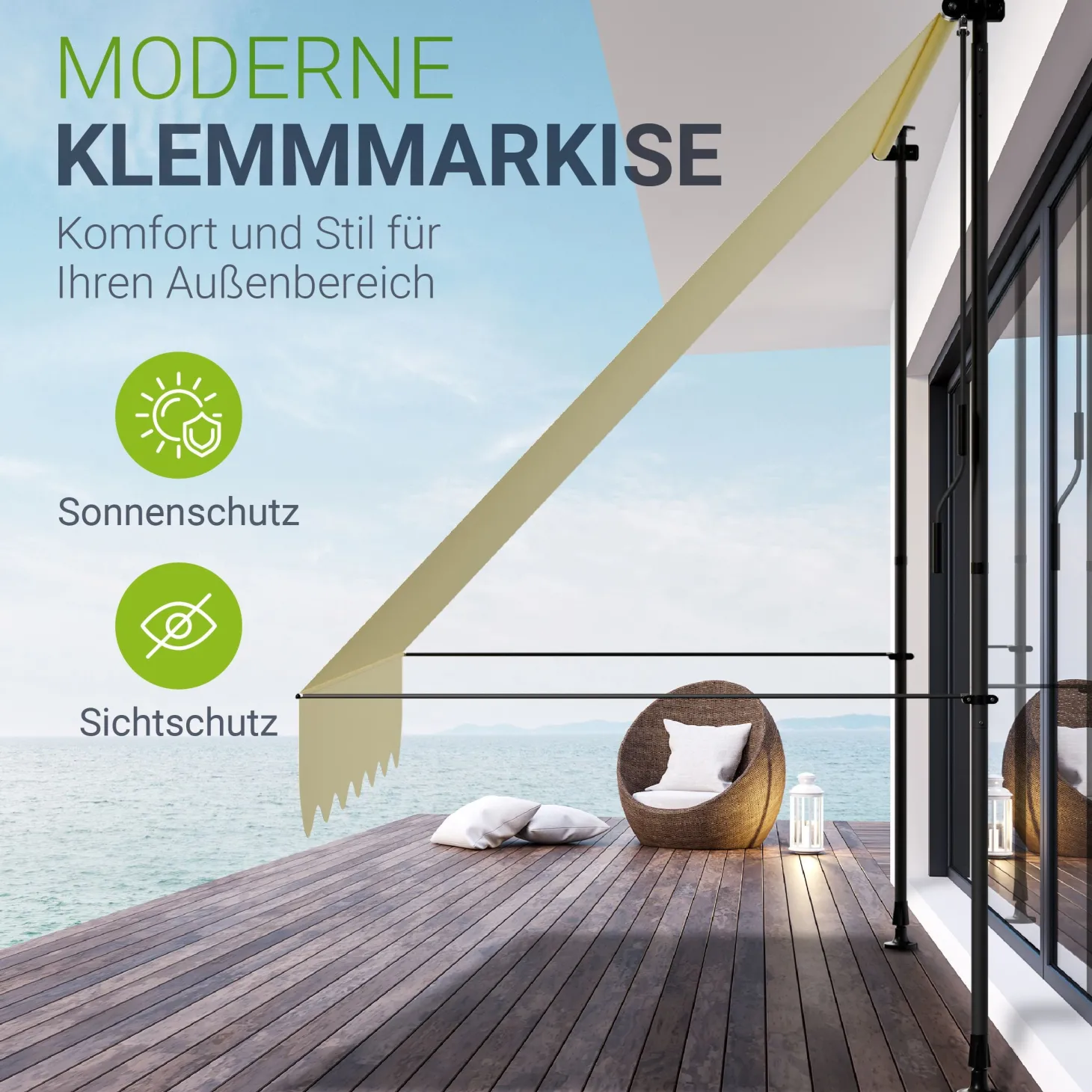 Klemmmarkise Kapstadt mit Handkurbel