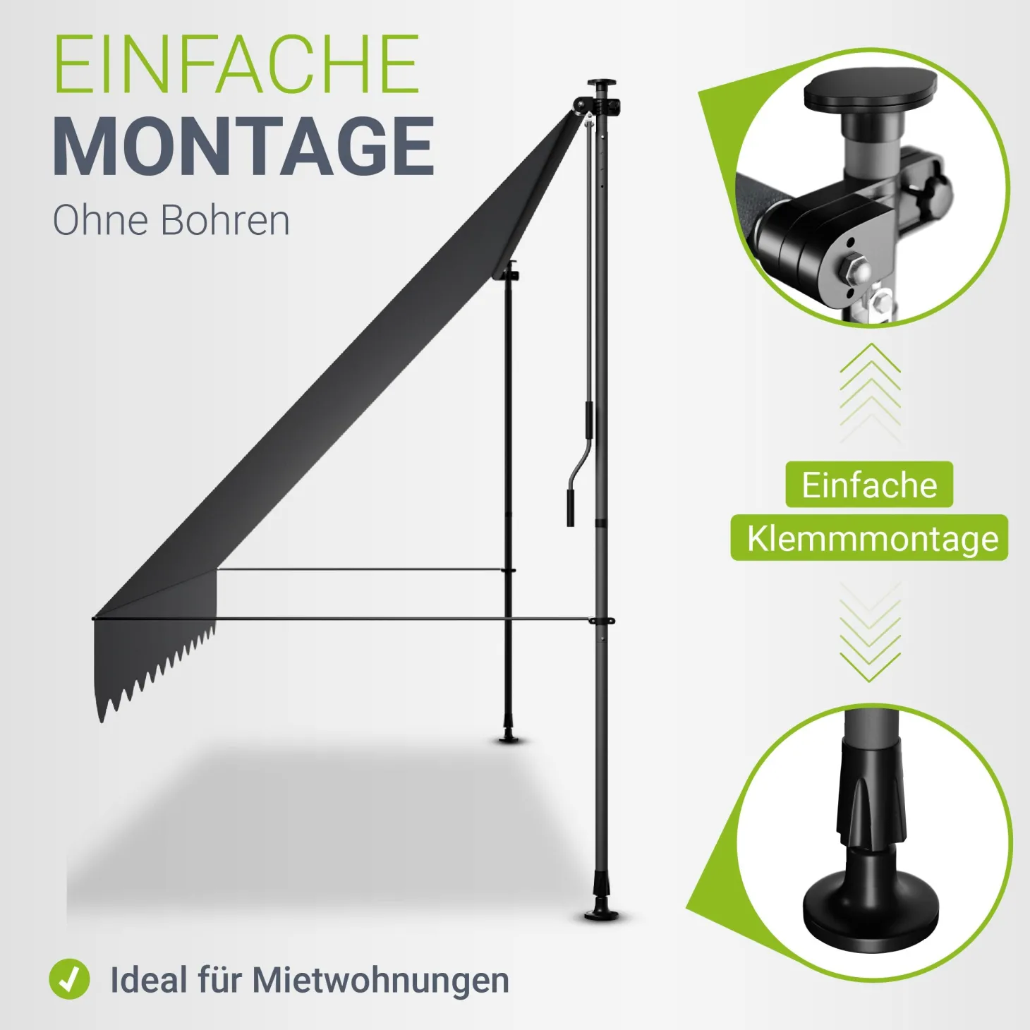 Klemmmarkise Kapstadt mit Handkurbel