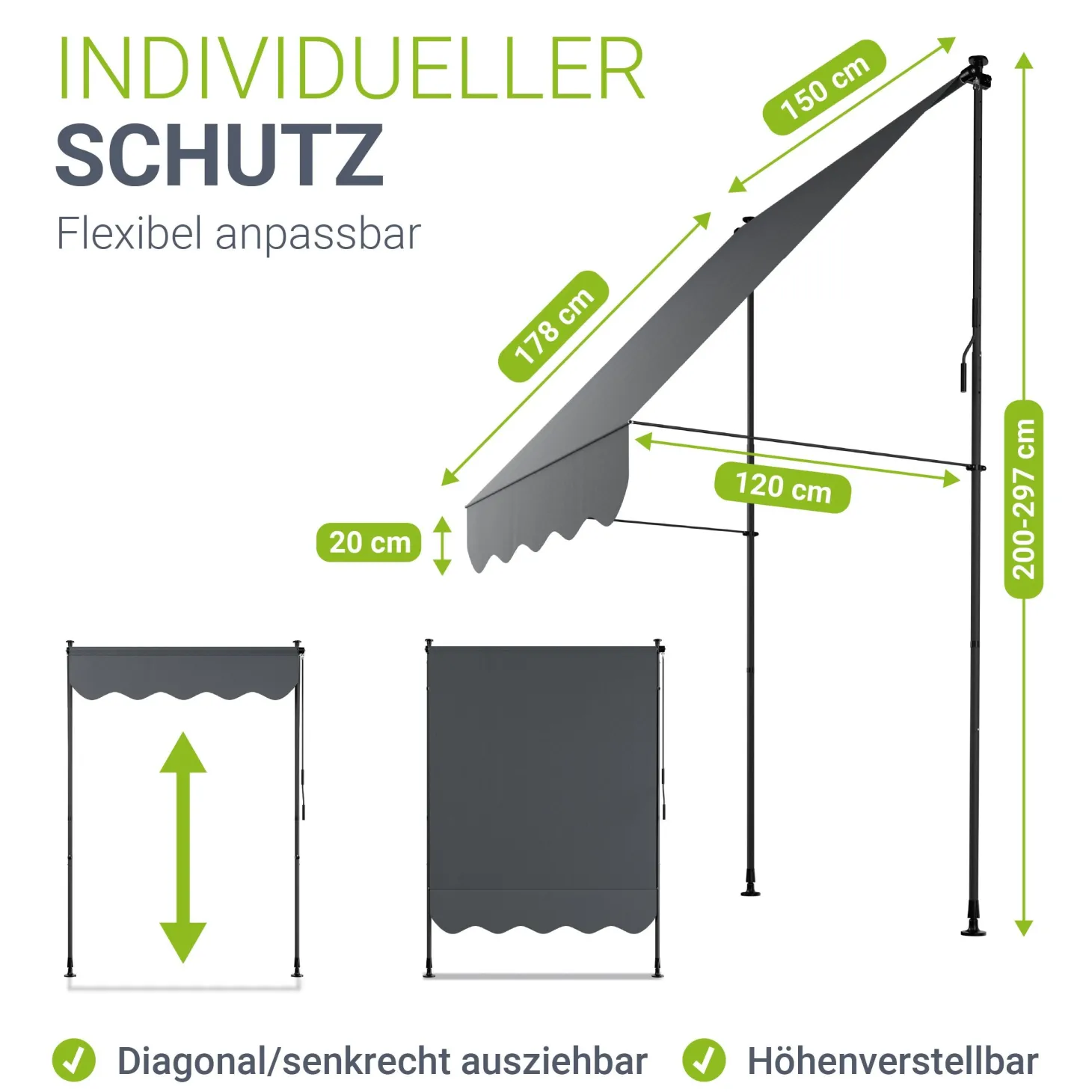 Klemmmarkise Kapstadt mit Handkurbel