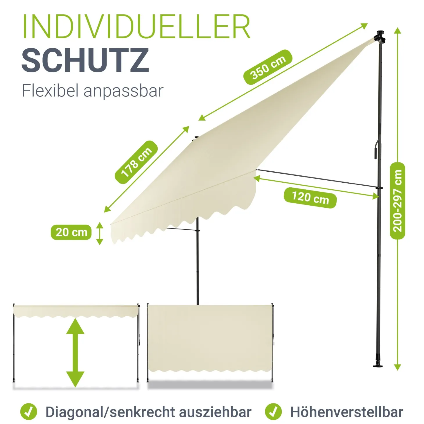 Klemmmarkise Kapstadt mit Handkurbel