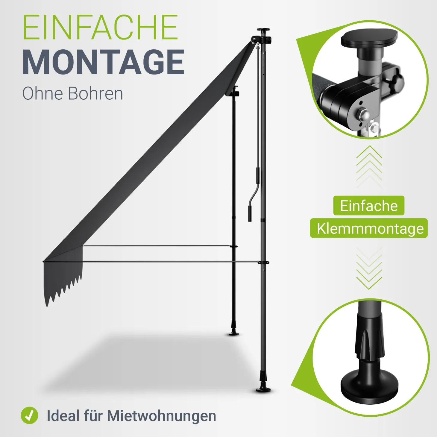 Klemmmarkise Kapstadt mit Handkurbel