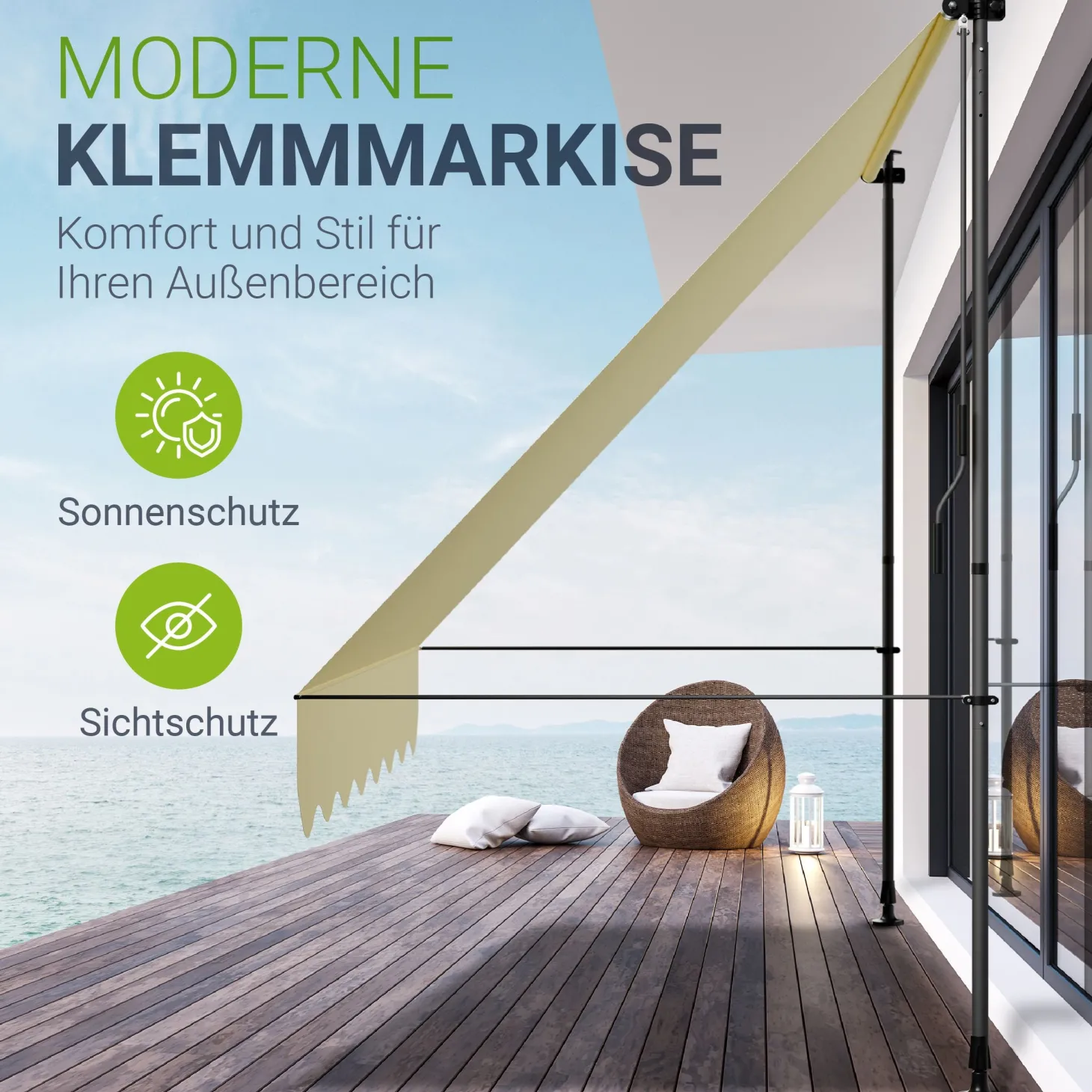 Klemmmarkise Kapstadt mit Handkurbel