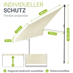 Klemmmarkise Kapstadt mit Handkurbel