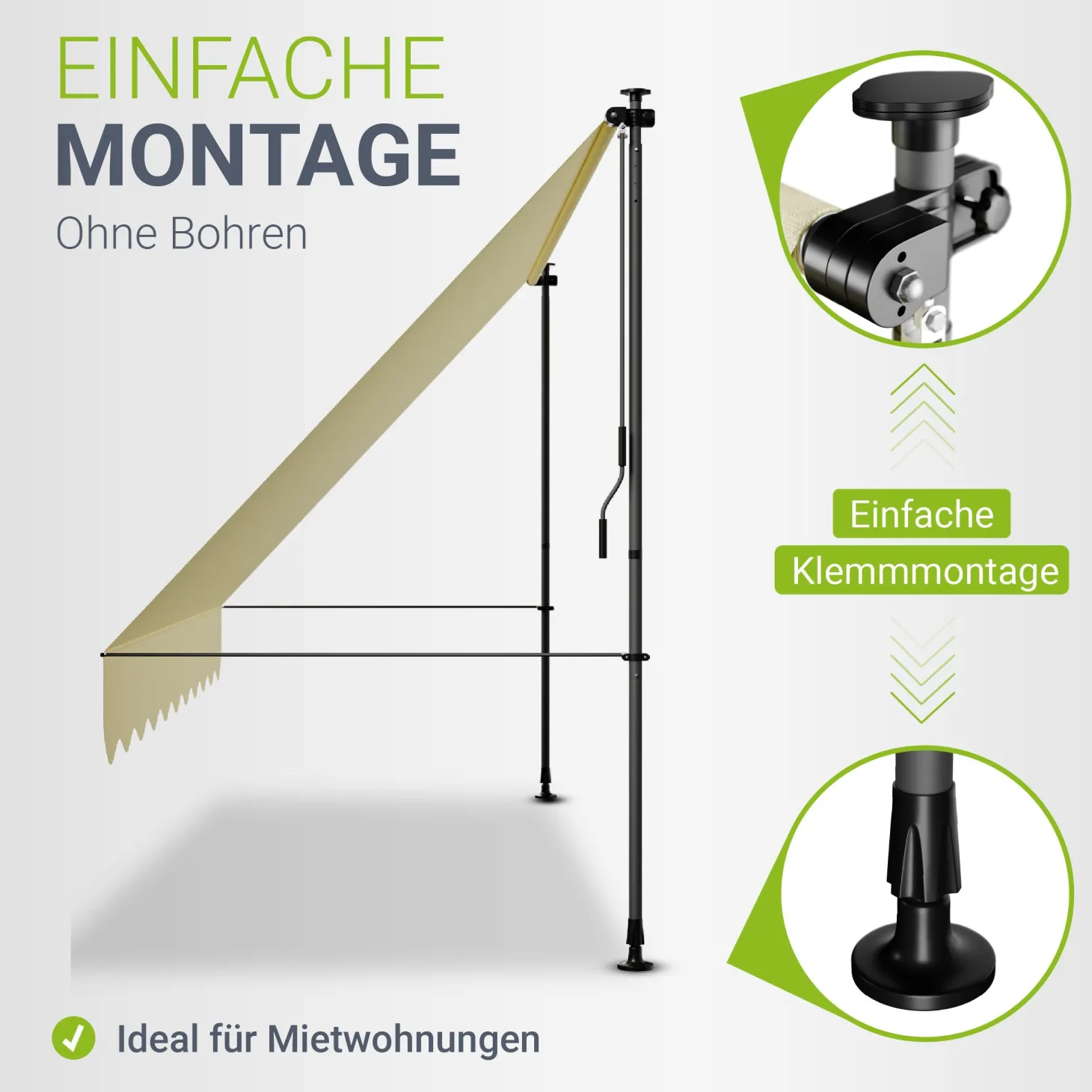 Klemmmarkise Kapstadt mit Handkurbel