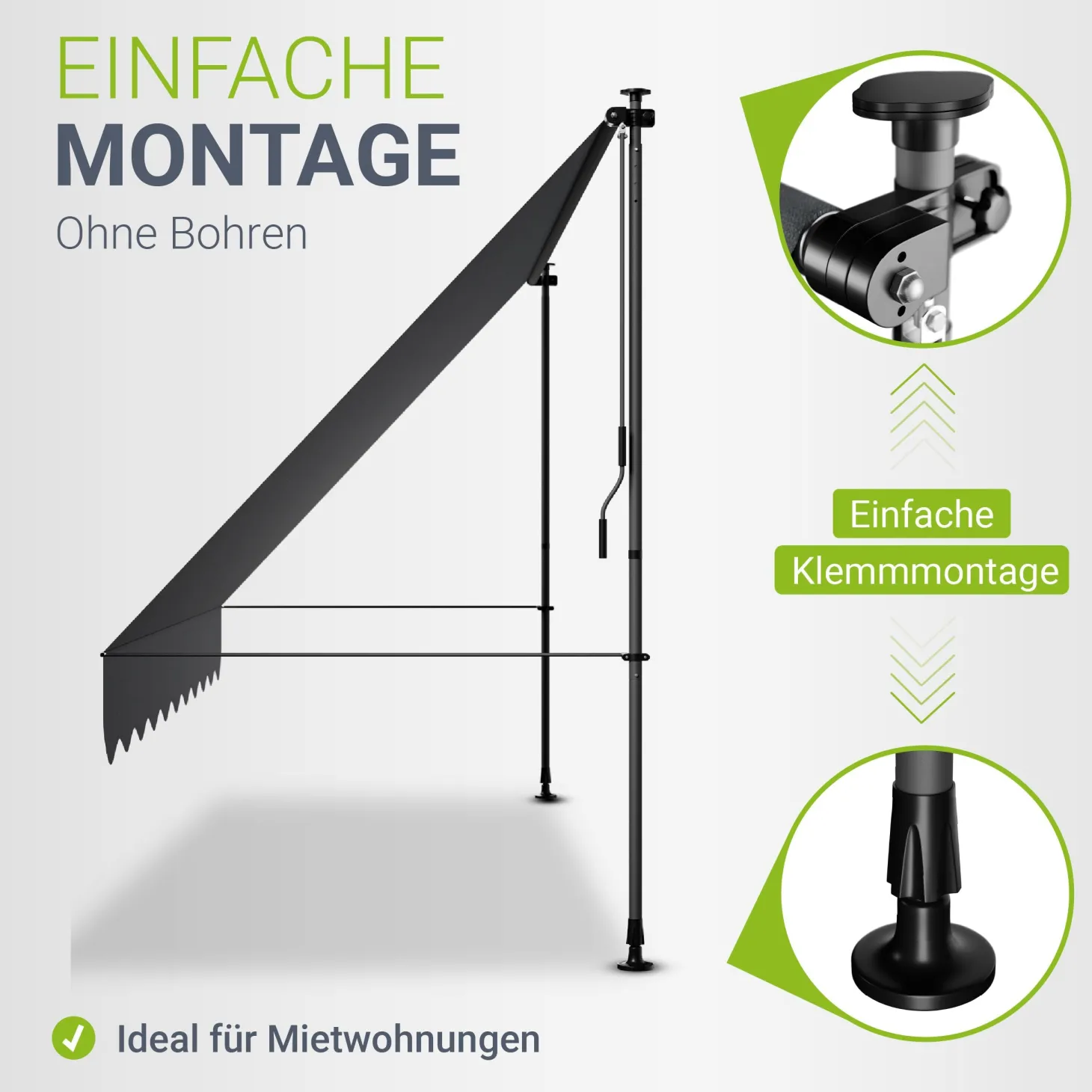 Klemmmarkise Kapstadt mit Handkurbel