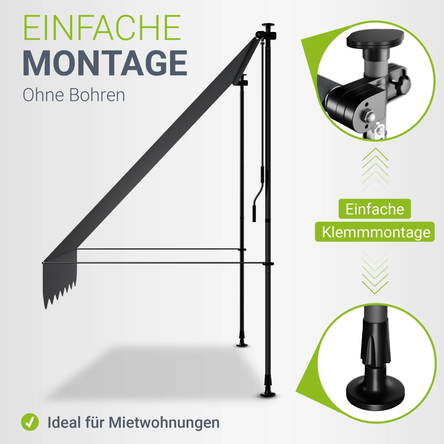 Klemmmarkise Kapstadt mit Handkurbel