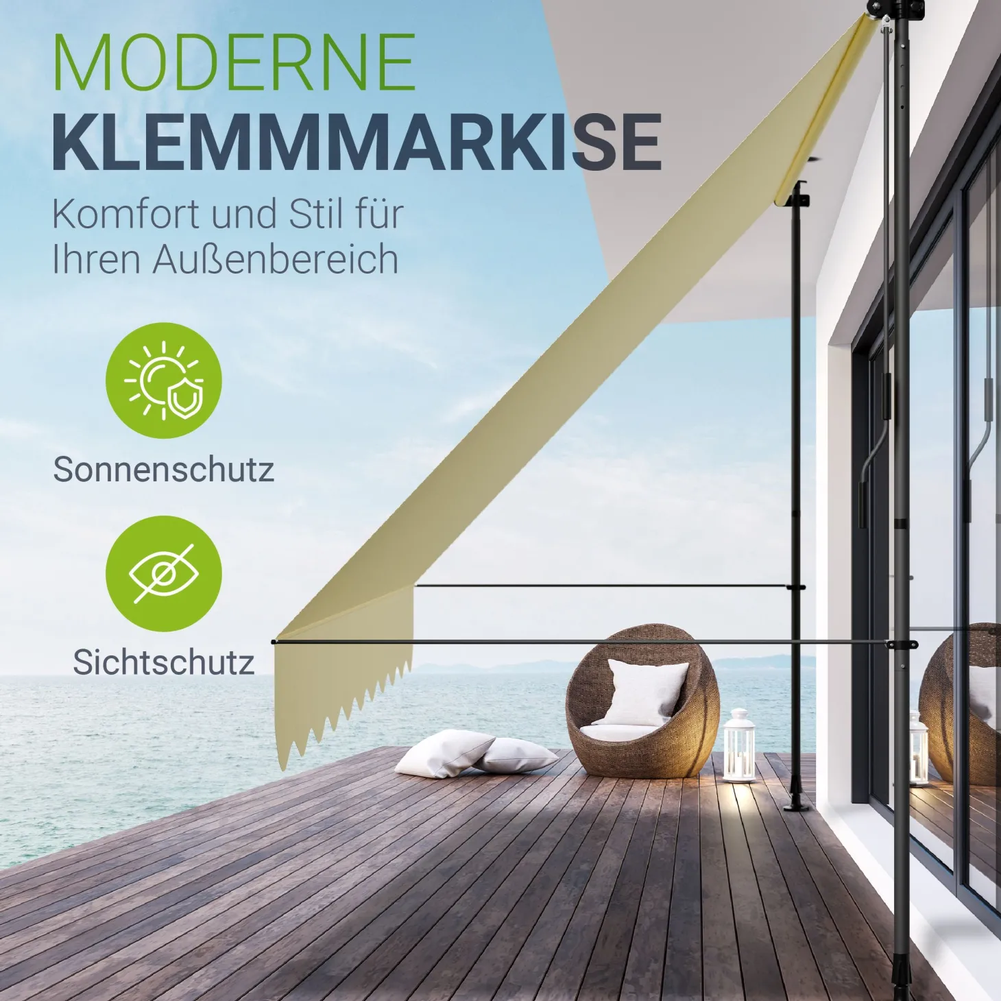 Klemmmarkise Kapstadt mit Handkurbel