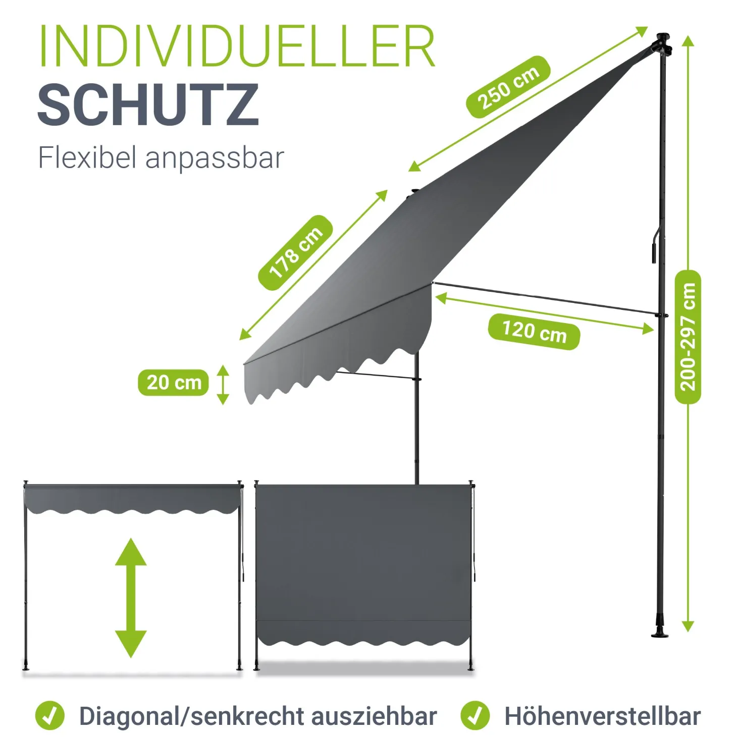 Klemmmarkise Kapstadt mit Handkurbel