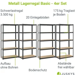 Lagerregal Basic 2er bis 8er Set 180 x 90 x 40 cm