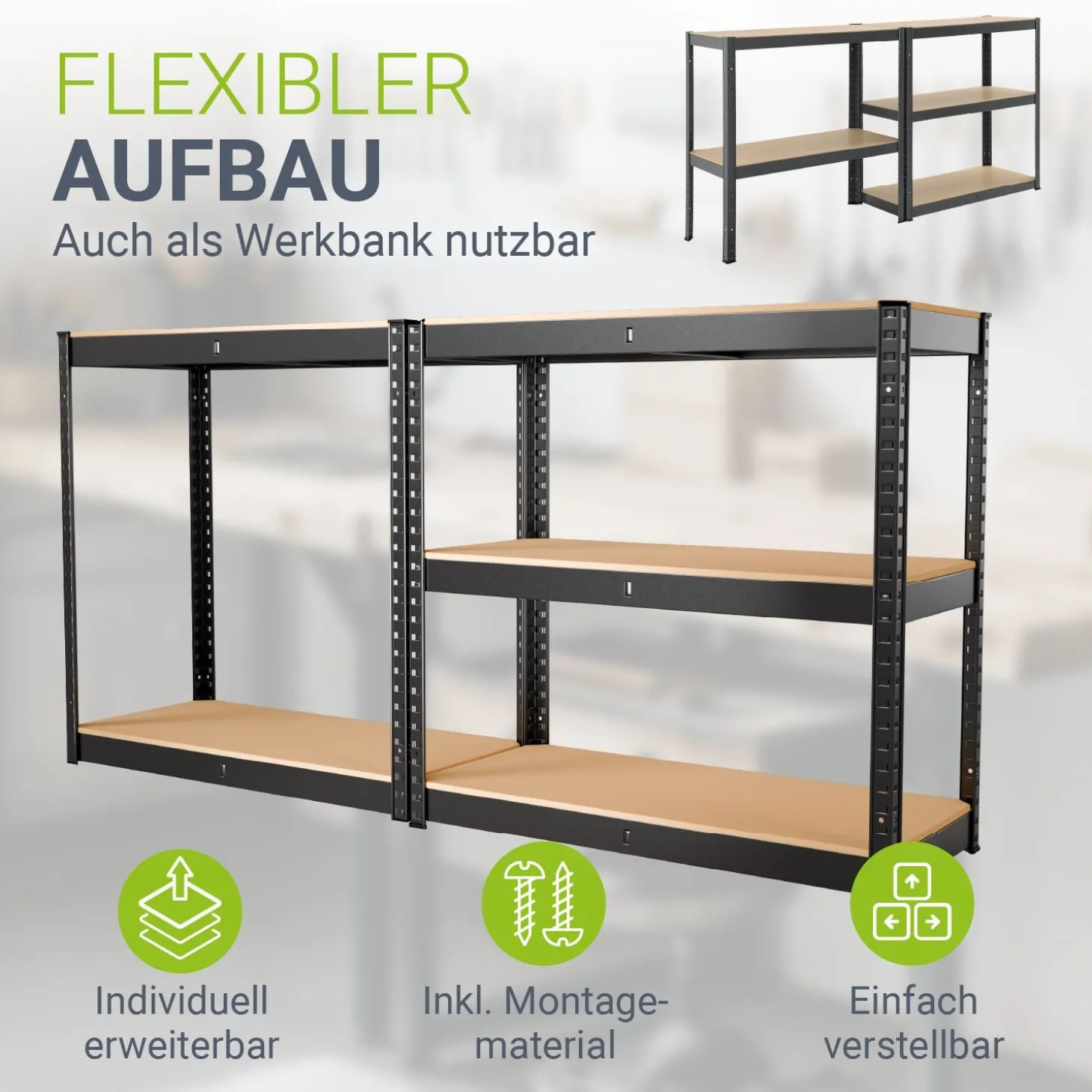 Lagerregal Basic 2er bis 8er Set 180 x 90 x 40 cm