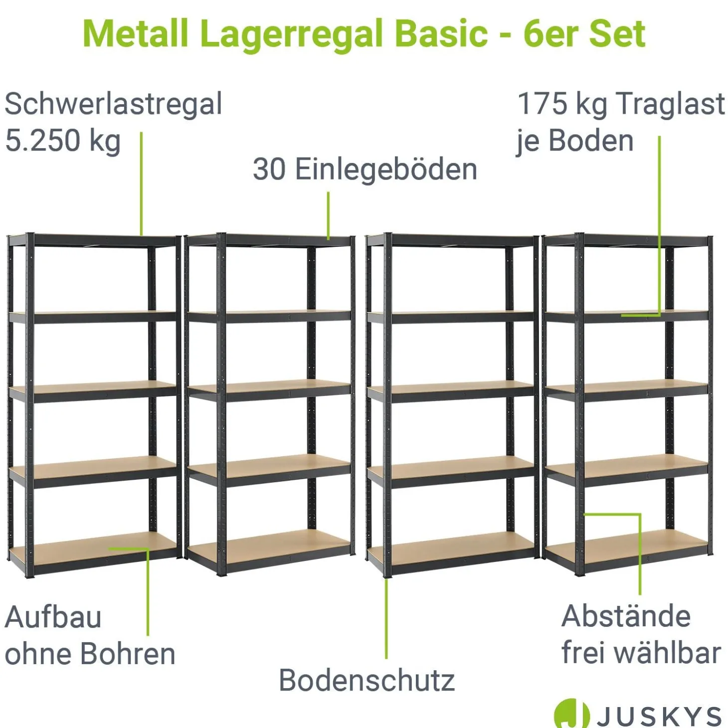 Lagerregal Basic 2er bis 8er Set 180 x 90 x 40 cm