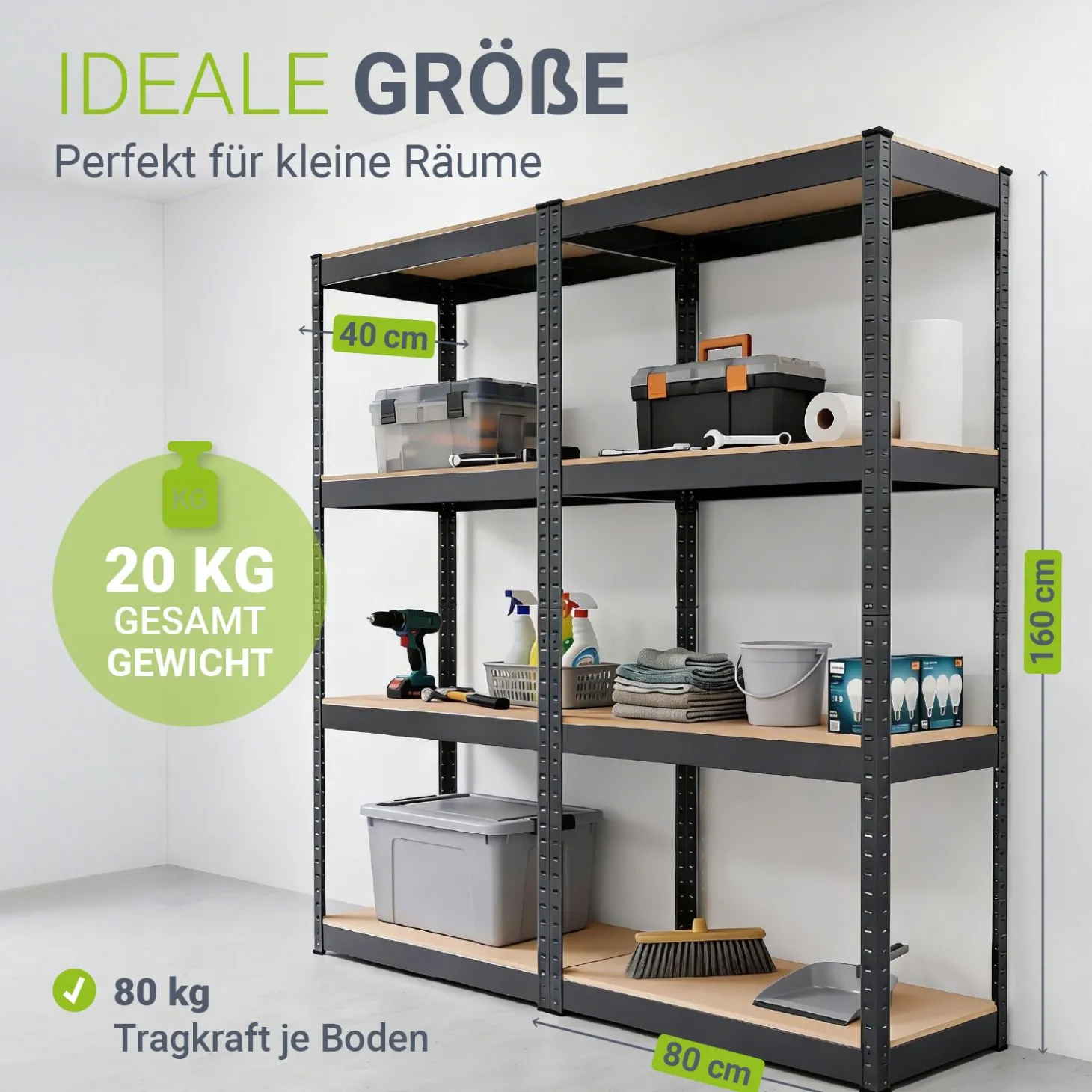 Lagerregal Easy 2er Set 160 x 80 x 40 cm