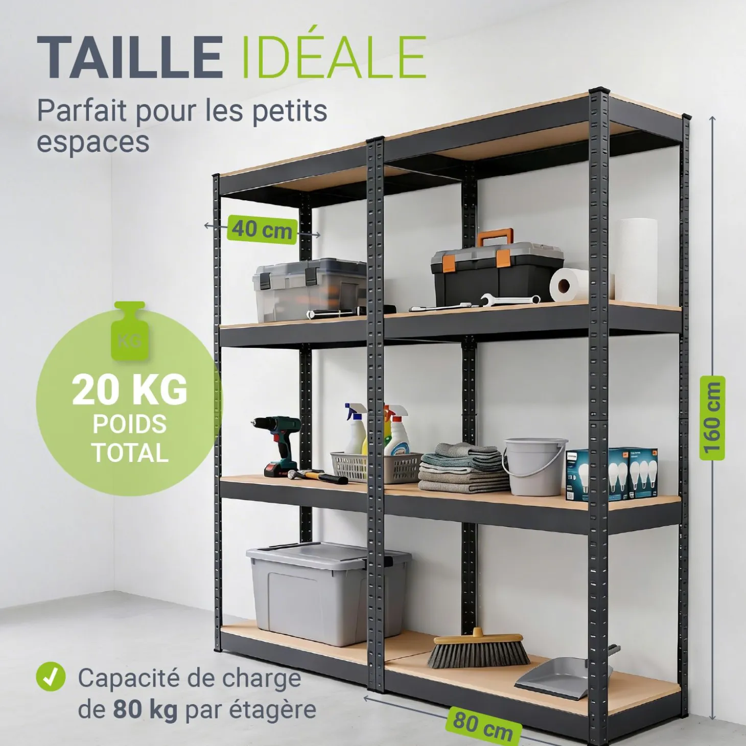 Lagerregal Easy 2er Set 160 x 80 x 40 cm