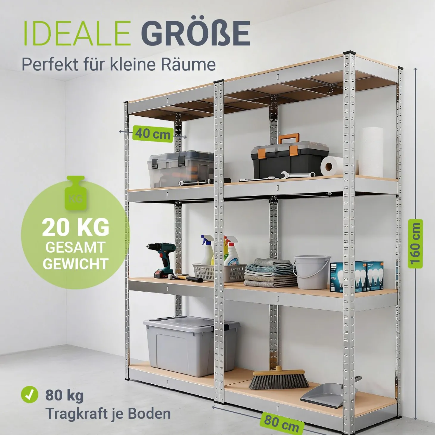 Lagerregal Easy 2er Set 160 x 80 x 40 cm