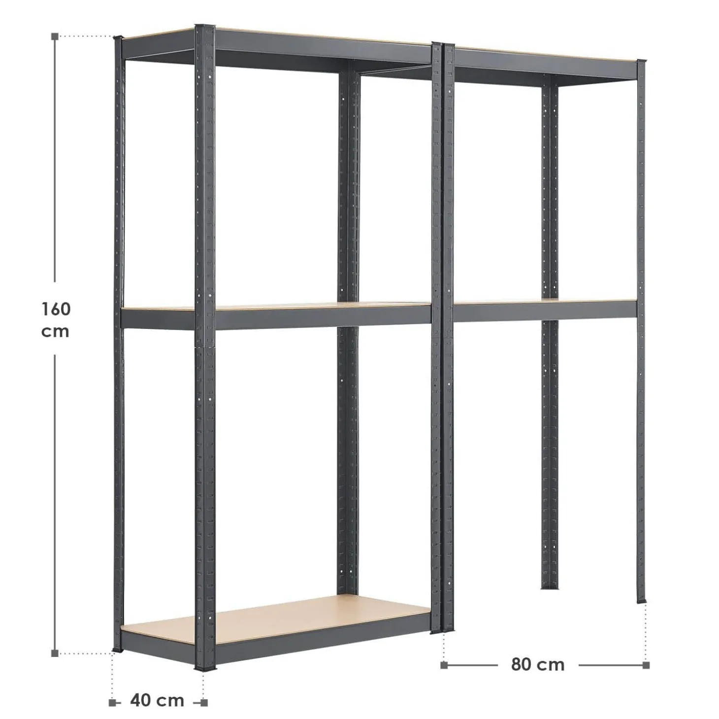 Lagerregal Easy 2er Set 160 x 80 x 40 cm
