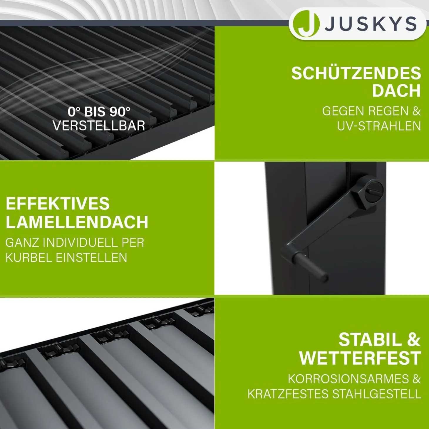 Lamellendach Tahiti 3 x 3 m inkl. 1x Seitenwand 3 m