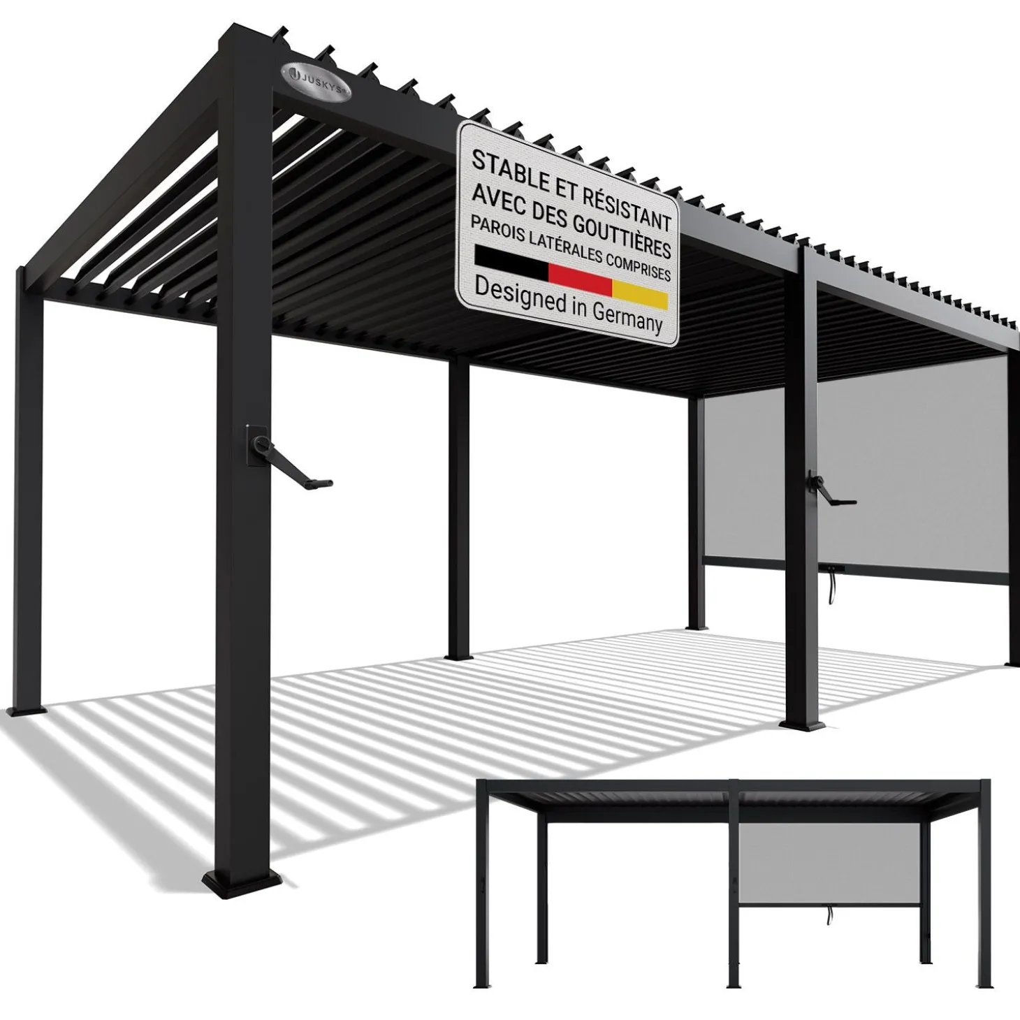 Lamellendach Tahiti 3 x 5,9 m inkl. 1x Seitenwand 3 m