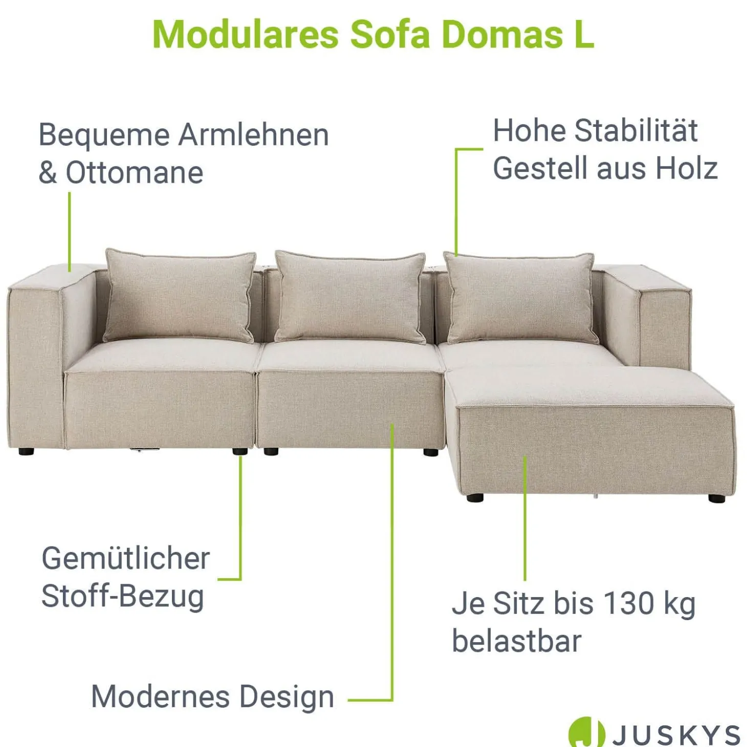 Modulares Sofa Domas L - 3 Sitzer
