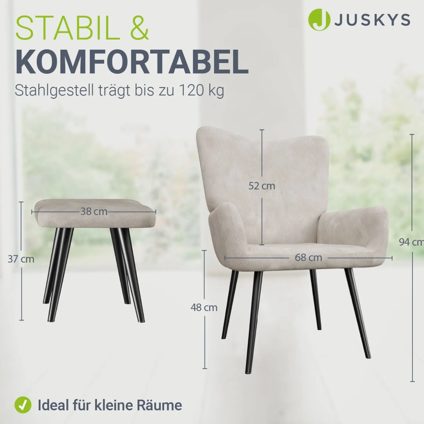 Ohrensessel mit optionalem Hocker Odense