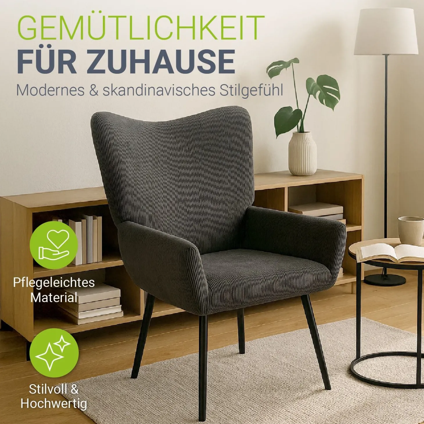 Ohrensessel mit optionalem Hocker Odense