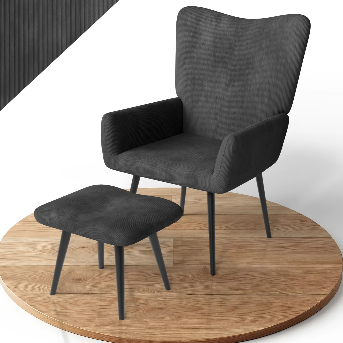 Ohrensessel mit optionalem Hocker Odense