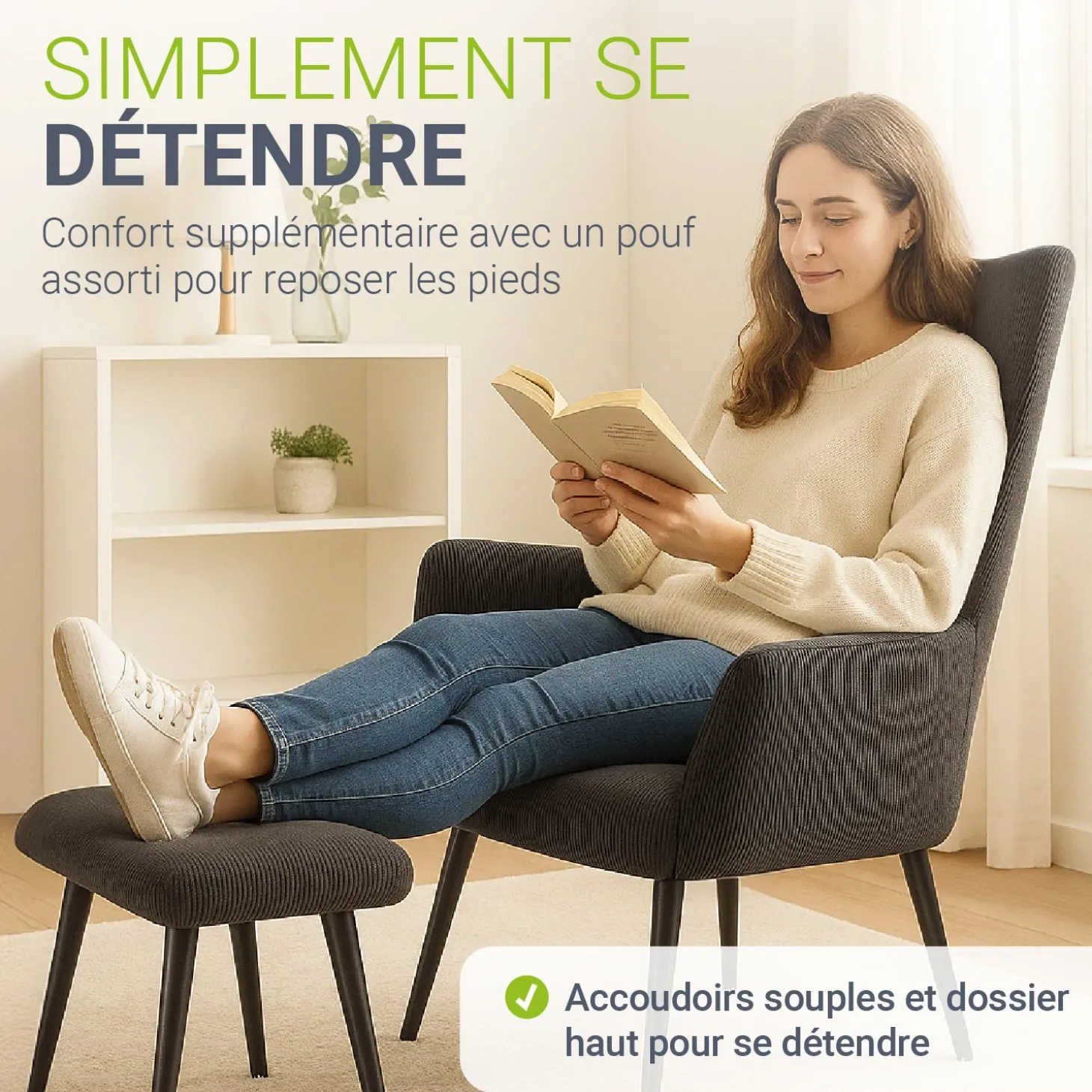 Ohrensessel mit optionalem Hocker Odense
