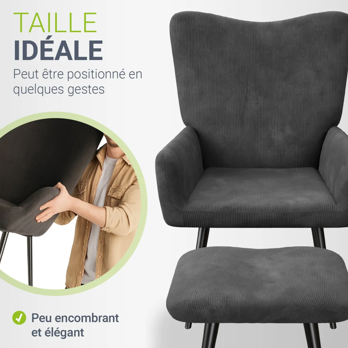 Ohrensessel mit optionalem Hocker Odense