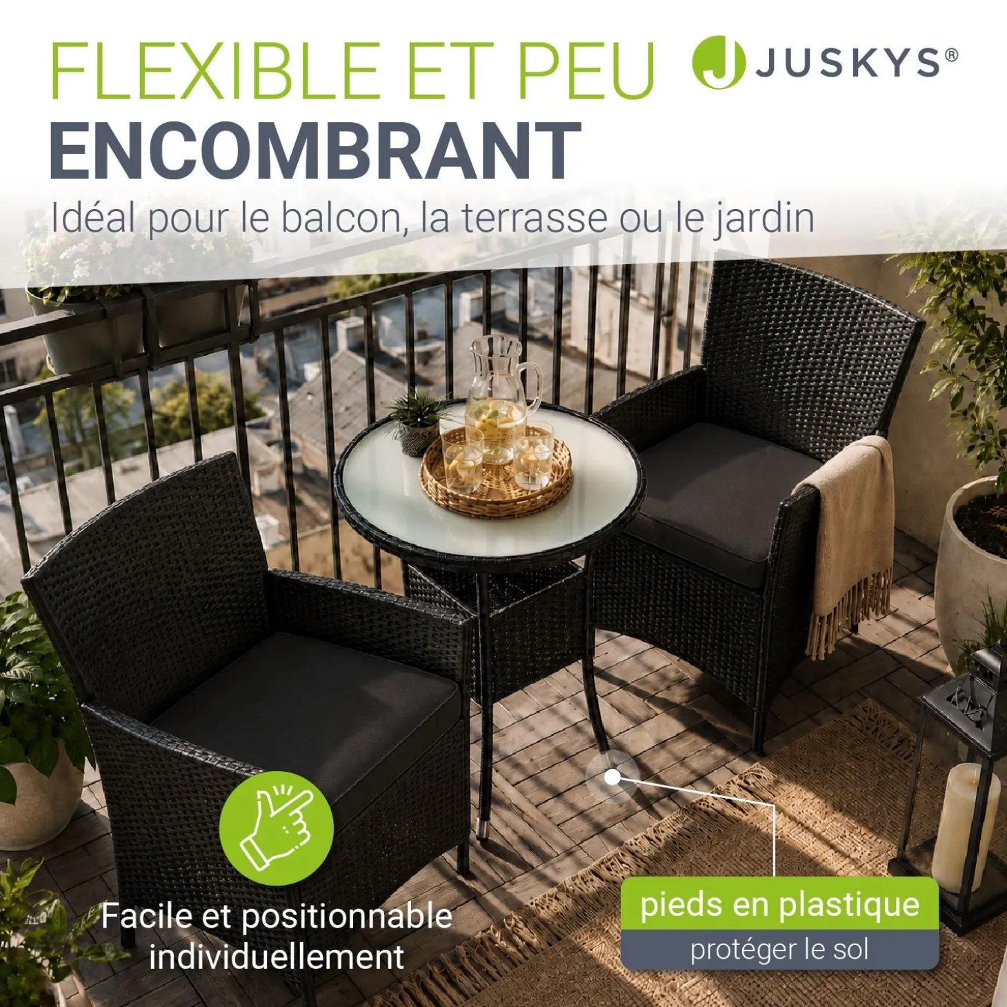 Polyrattan Balkon Set Bayamo