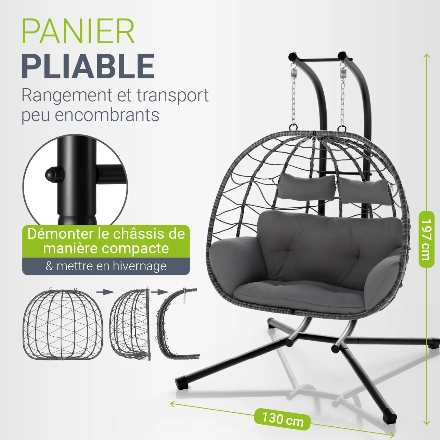 Polyrattan Doppelhängesessel Aria