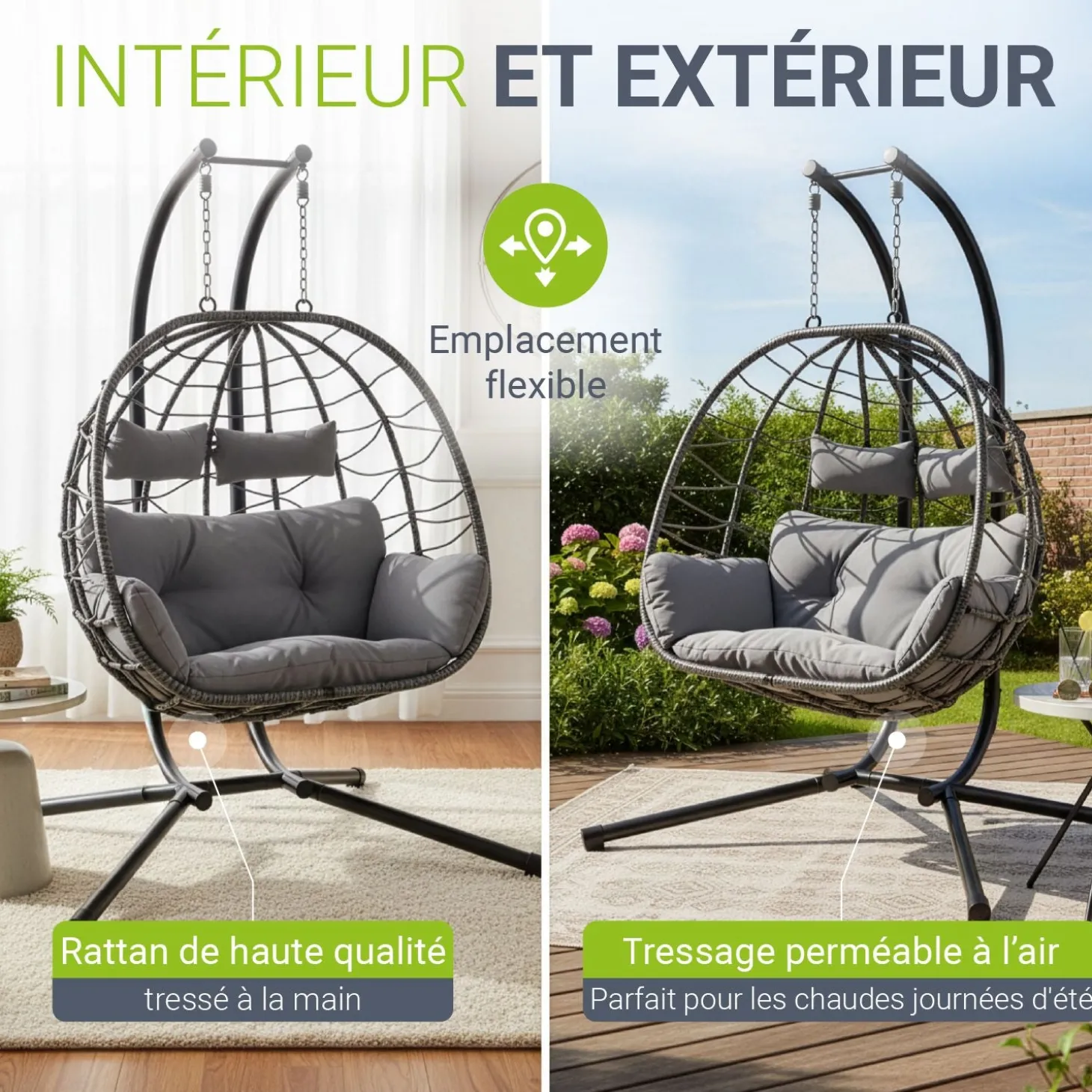 Polyrattan Doppelhängesessel Aria