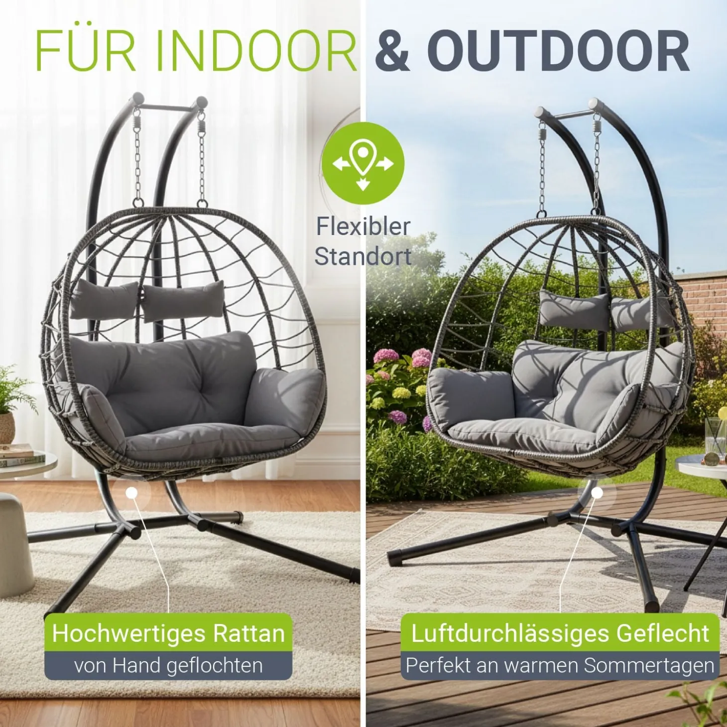 Polyrattan Doppelhängesessel Aria