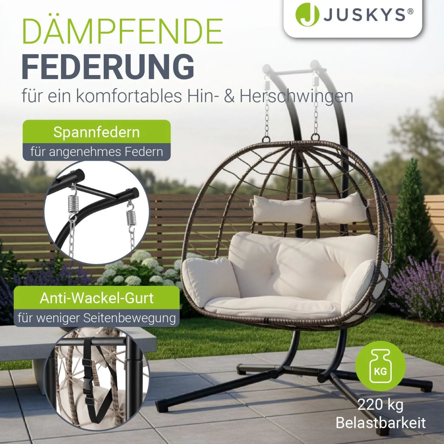 Polyrattan Doppelhängesessel Aria