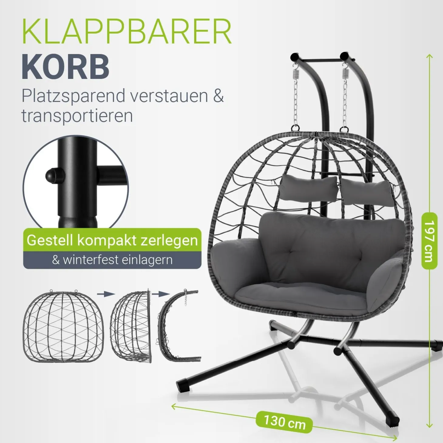 Polyrattan Doppelhängesessel Aria