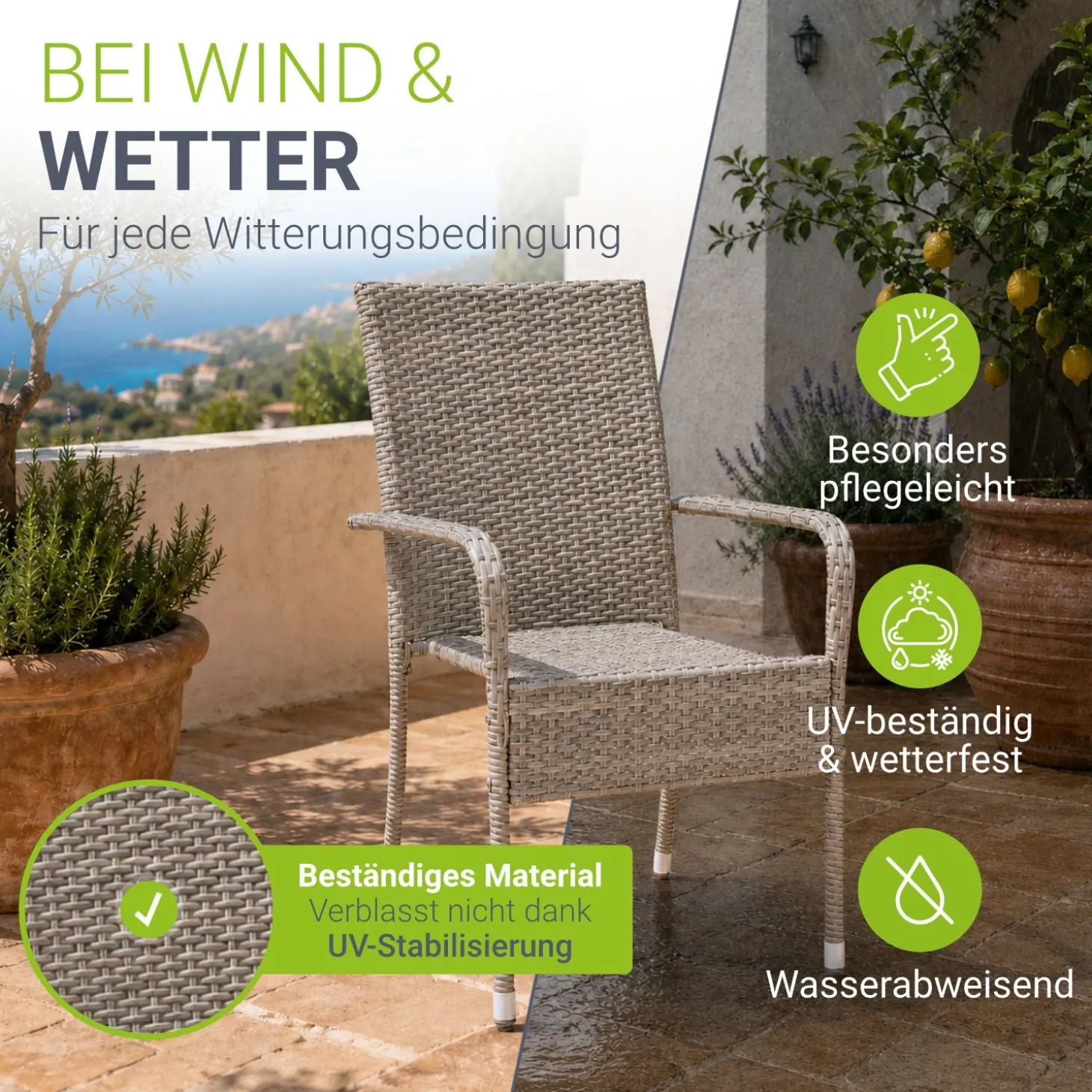 Polyrattan Gartenstühle Yoro