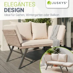 Polyrattan Multifunktionsbank Calvia Schwarz/Grau/Creme