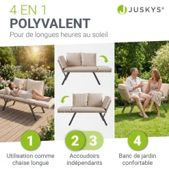 Polyrattan Multifunktionsbank Calvia Schwarz/Grau/Creme