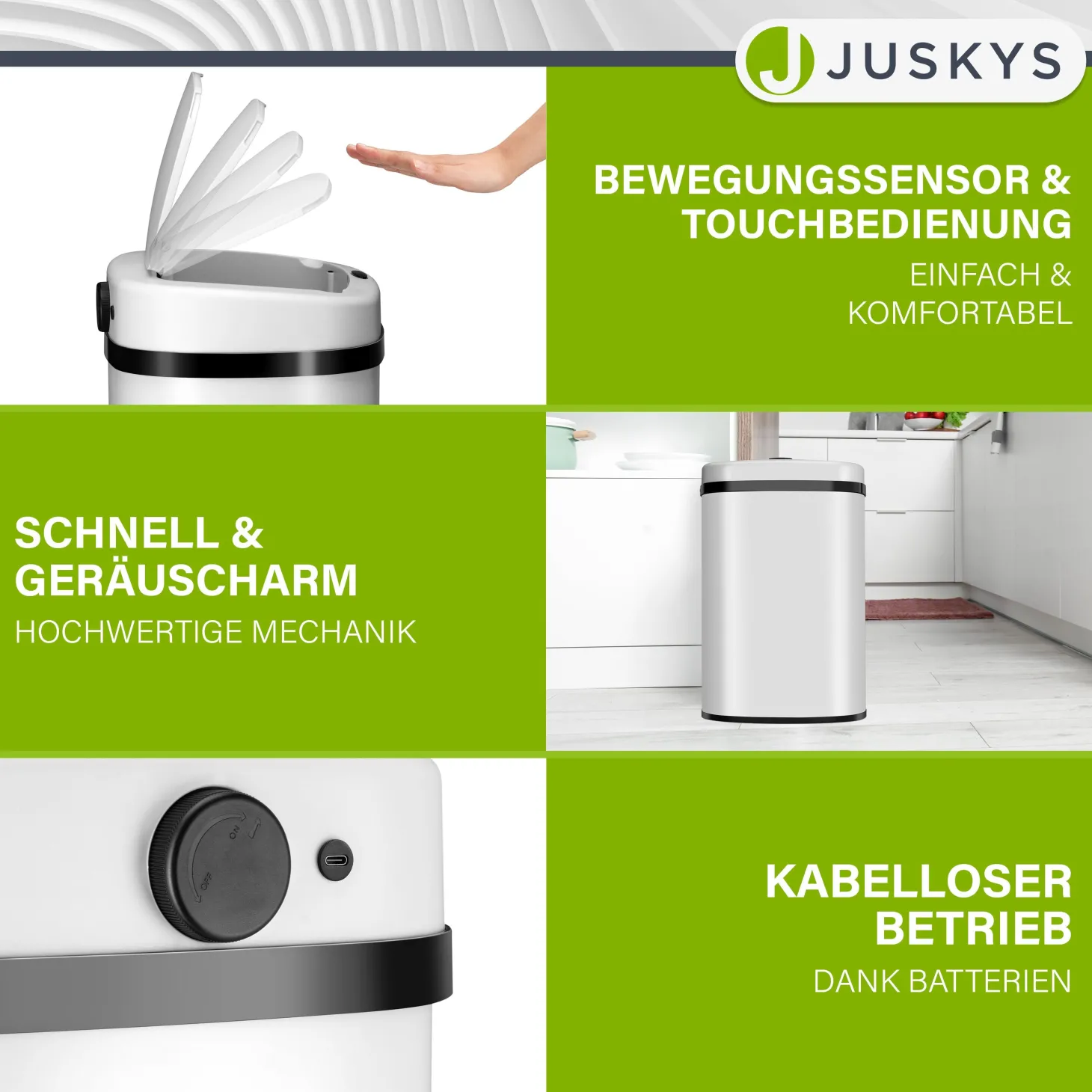Rechteckiger Mülleimer mit Sensor