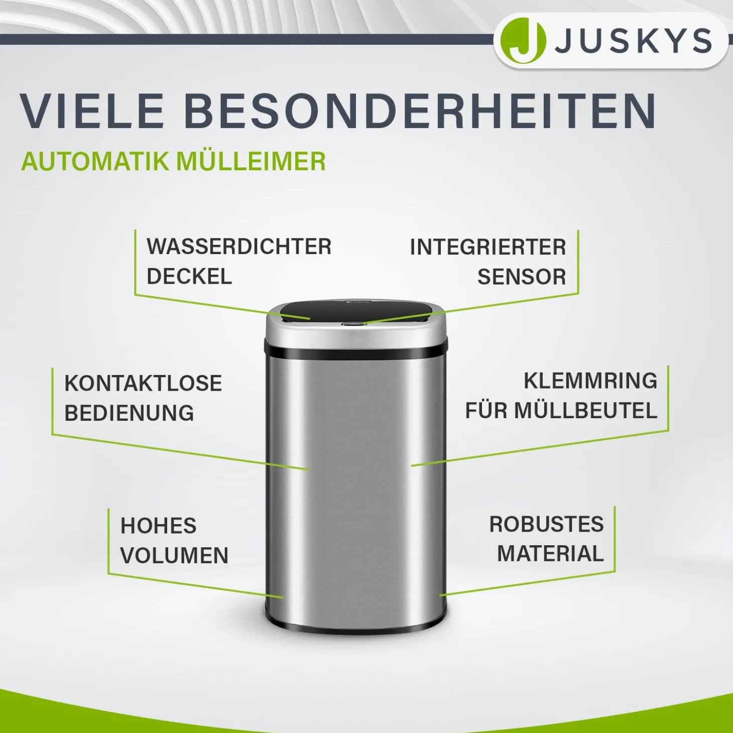 Rechteckiger Mülleimer mit Sensor