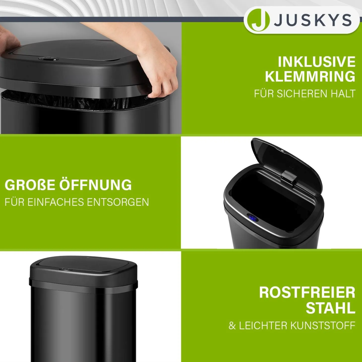 Rechteckiger Mülleimer mit Sensor