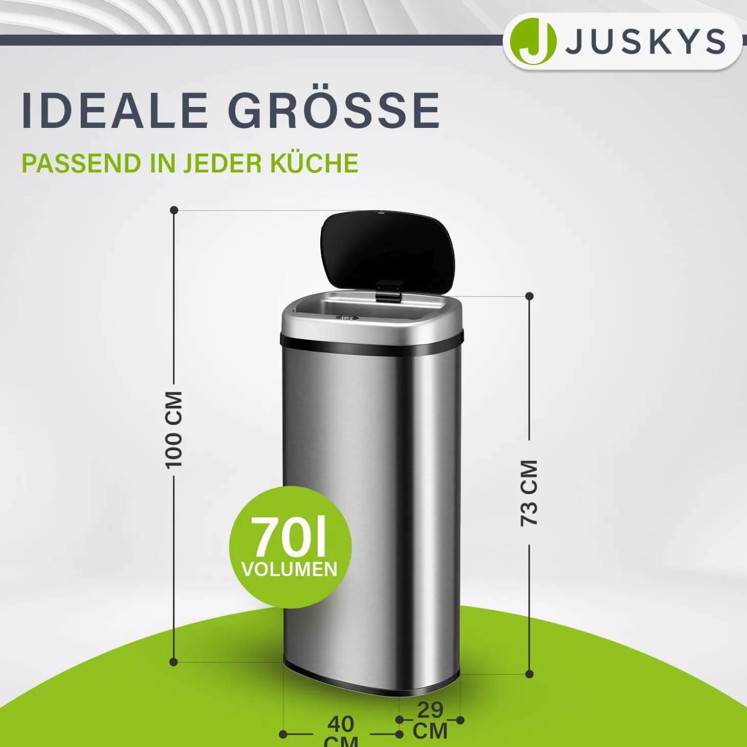 Rechteckiger Mülleimer mit Sensor