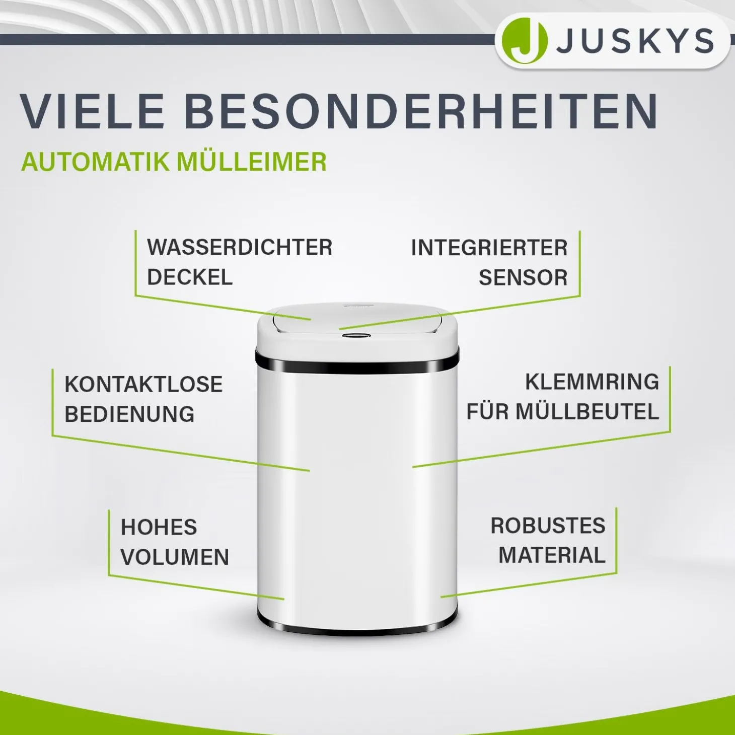 Rechteckiger Mülleimer mit Sensor