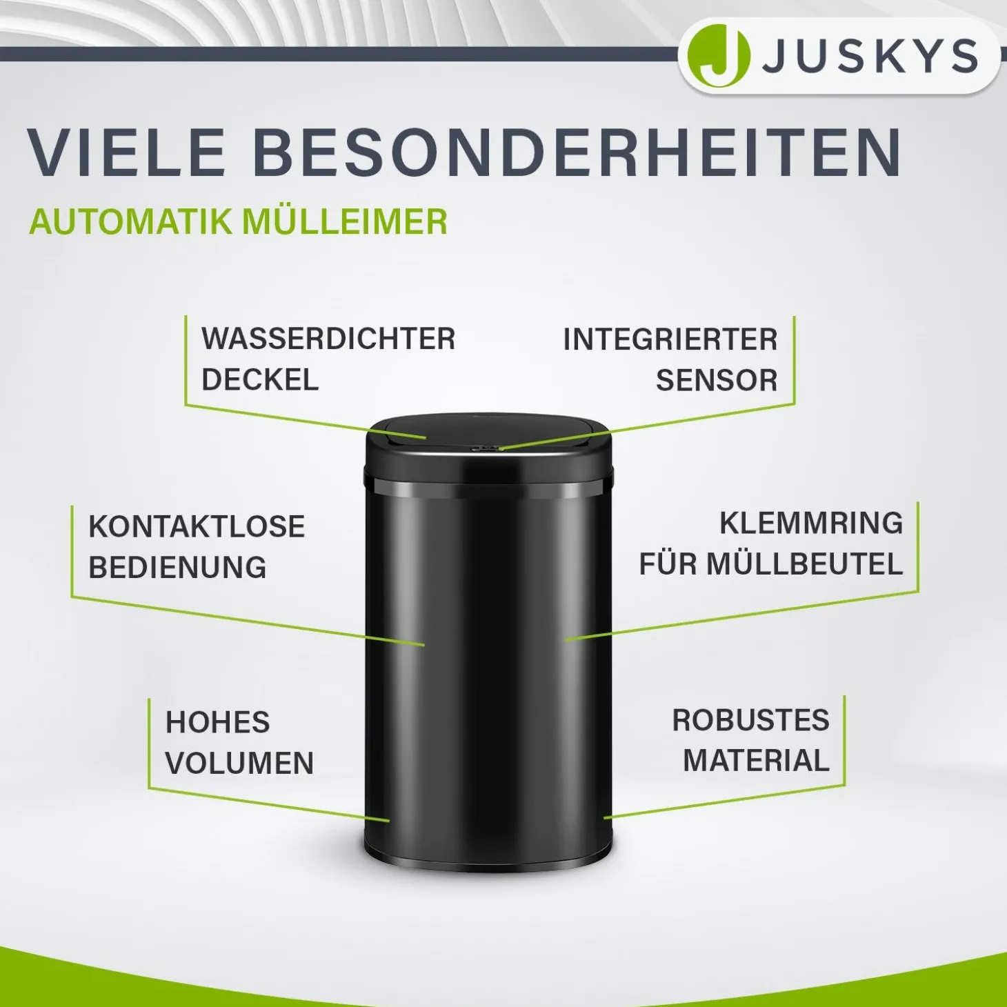 Rechteckiger Mülleimer mit Sensor