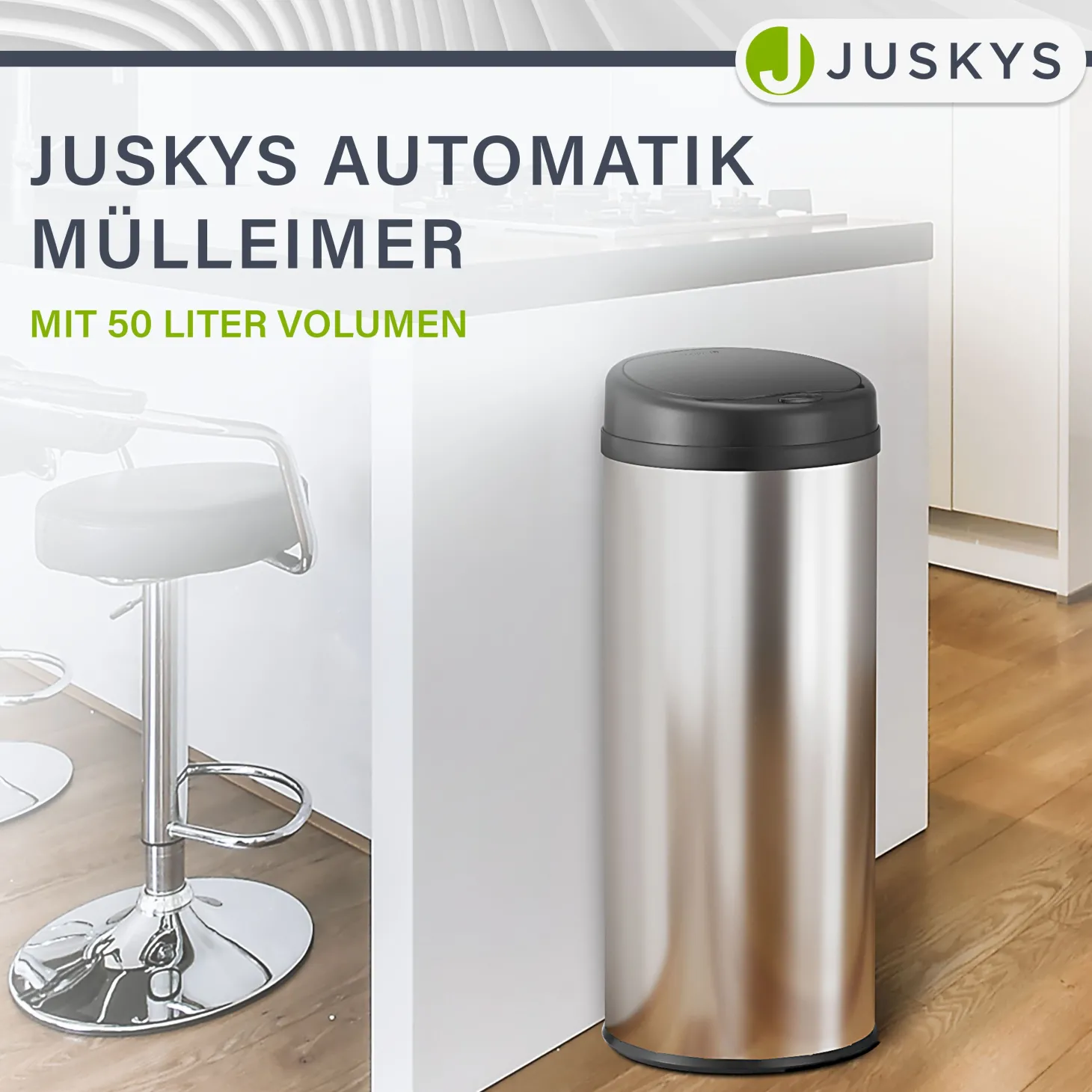 Runder Mülleimer mit Sensor